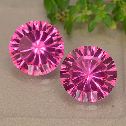 Medium-Dark Pink Mystic Topaz Gem - 4.1ct Round Concave Cut (ID: 489916)