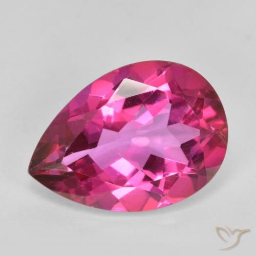 Topaze mystique rose de 6,13 ct, taille poire de 14,1 x 10 mm du Brésil, Photo A