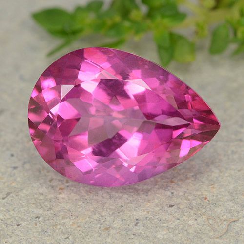 6,79 ct rosa Mystic Topas, 13,9 x 10,1 mm Birnenschliff aus Brasilien, Photo A