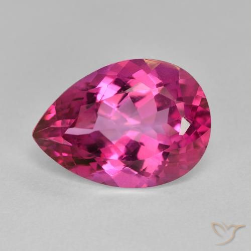 Topaze mystique rose de 6,76 ct, taille poire de 14,1 x 10,1 mm du Brésil, Photo A