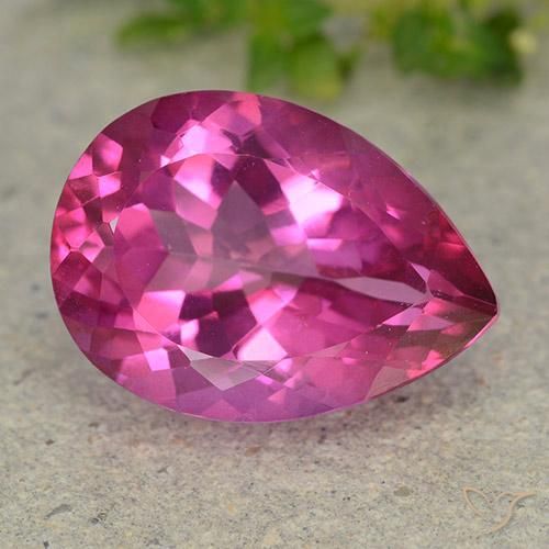 6,83 ct rosa Mystic Topas, 14,1 x 10,2 mm Birnenschliff aus Brasilien, Photo A