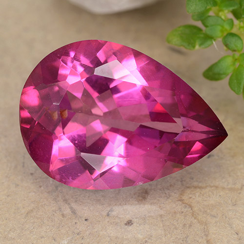 5,93 ct birnenschliff rosa Mystik Topas aus Brasilien, Größe 14,1 x 10mm, Garantiert natürlicher Edelstein, VVS-VS Reinheit, 1 Stück Mystik Topas in Dunkelpink Farbe, Mohs-Härte von 8 Geeignet für den täglichen Gebrauch im Schmuck, Photo A