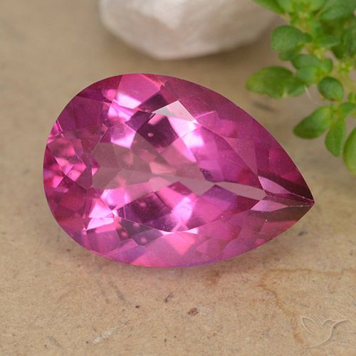 6.15 ct Pink Mystic Topaz, 14.1 x 9.9 mm Pear Cut From Brazil, Photo A