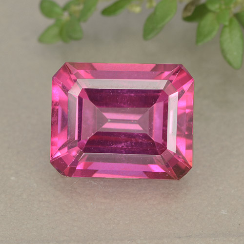 Rosado intenso Topacio Místico Gema - 4ct Corte octagonal (ID: 492684)