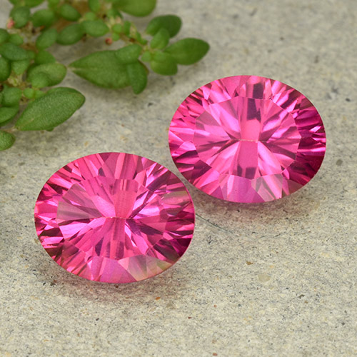 Hot Pink Mystic Topaz Gem - 3.1ct Oval Concave Cut (ID: 492941)