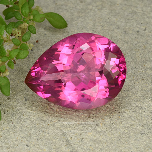 Rosado oscuro medio Topacio Místico Gema - 9.6ct Corte en forma de pera (ID: 493153)