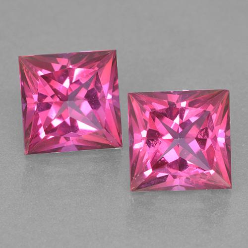 Deep Magenta Topazio mistico Gem - 6.5ct Taglio Princess (ID: 499537)