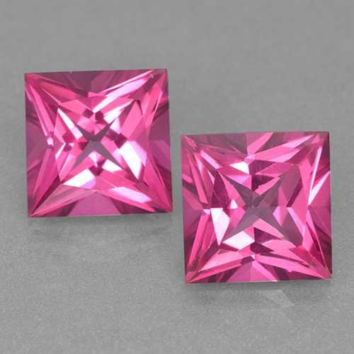 Rosa hot Topazio mistico Gem - 6.1ct Taglio Princess (ID: 499541)