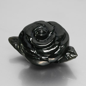 81.11 ct Black Nephrite Jade Stone, Natural Nephrite Jade in Carved Rose Shape for Sale