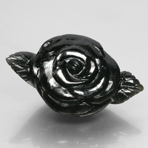57.95 ct Black Nephrite Jade Stone, Natural Nephrite Jade in Carved Rose Shape for Sale