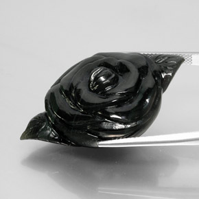 Nephrite Jade Gemstone in 40.1 x 26 mm Size for Sale, Nephrite Jade Stone in Greenish Black Color