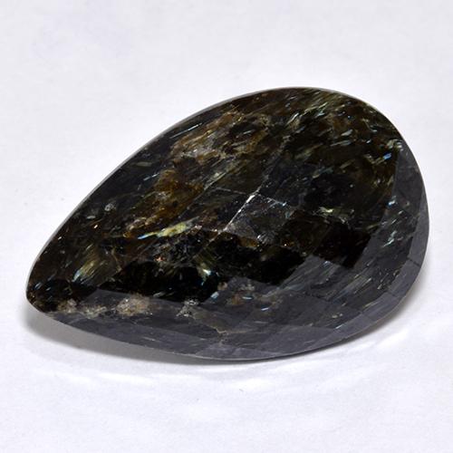 Nuummite Gemstone in 21.4 x 13.7 mm Size for Sale, Nuummite Stone in Black Color