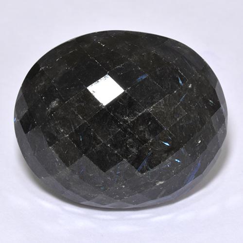 29.81 ct Black Nuummite Stone, Natural Nuummite in Oval Checkerboard (double sided) Shape for Sale