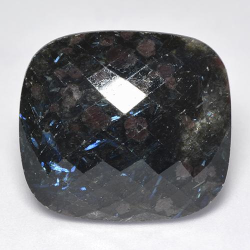 27.53 ct Black Nuummite Stone, Natural Nuummite in Cushion Checkerboard (double sided) Shape for Sale