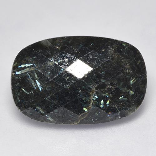 Black with Blue Sparkle Nuummite Gem - 16.1ct Cushion Checkerboard (ID: 521046)