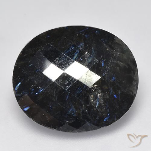 27.57 ct Oval Checkerboard Nuummite, 21.4 x 18.1 mm From India, Photo A