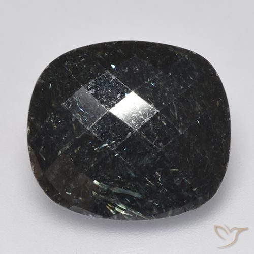 13.34 ct Cushion Checkerboard Nuummite, 16.8 x 15 mm From India, Photo A