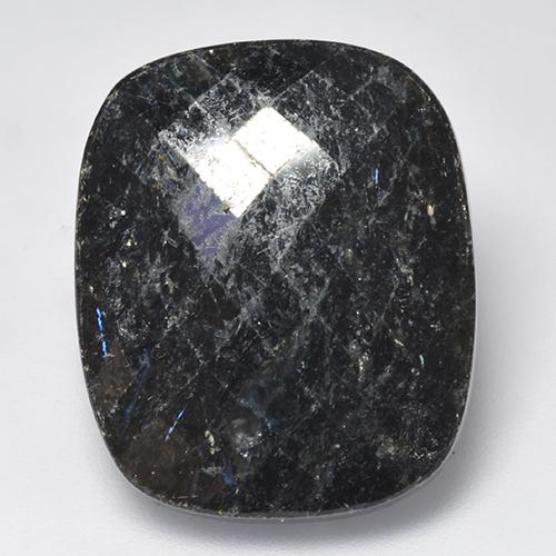 27.16 ct Black Nuummite Gemstone, Nuummite Gem in Cushion Checkerboard (double sided) Shape for Sale.