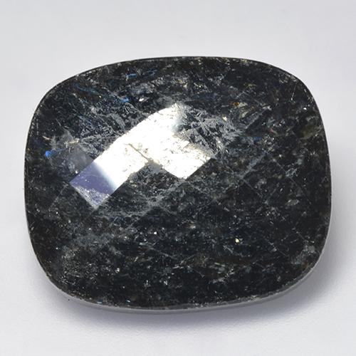 27.16 ct Black Nuummite Stone, Natural Nuummite in Cushion Checkerboard (double sided) Shape for Sale