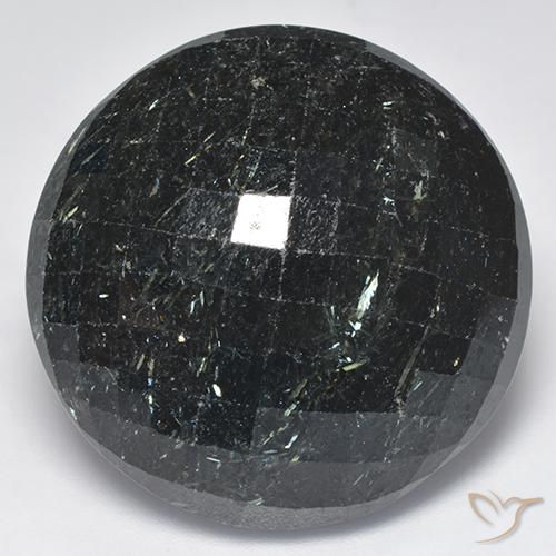 66.26 ct Round Checkerboard Nuummite, 28.5 mm From India, Photo A
