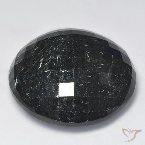 Nuummite Gemstone in 28.5 mm Size for Sale, Nuummite Stone in Black with Blue Sparkle Color