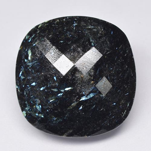 65.92 ct Black Nuummite Gemstone, Nuummite Gem in Cushion Checkerboard Shape for Sale.