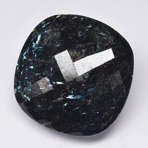 65.92 ct Black Nuummite Stone, Natural Nuummite in Cushion Checkerboard Shape for Sale