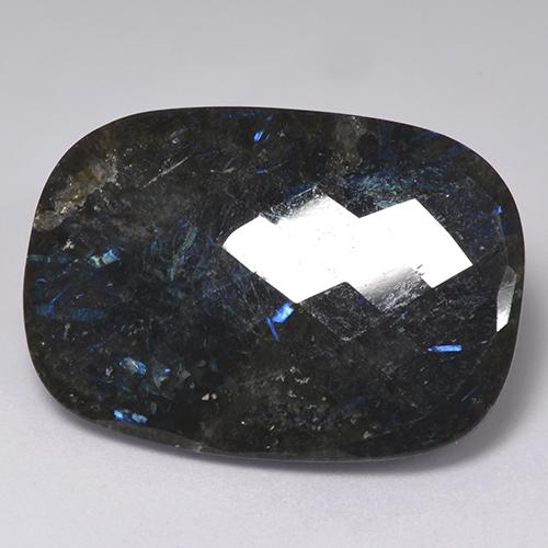 20.72 ct Black Nuummite Stone, Natural Nuummite in Cushion Checkerboard (double sided) Shape for Sale