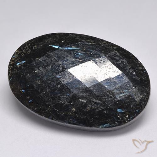 45.06 ct Black Nuummite Stone, Natural Nuummite in Oval Checkerboard (double sided) Shape for Sale