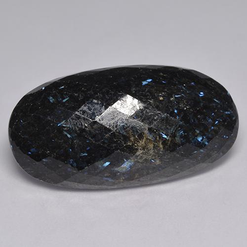 32 x 17,1mm Nuummite nero taglio ovale dall'India, peso di 31,81 ct, pietra preziosa naturale non trattati in purezza Opaque, 1 pezzo Nuummite Ovale checkerboard - Colore: Nero con scintillio blu, durezza Mohs di 5,5 - 6 , Photo A