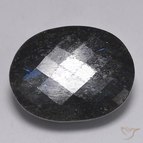 Nuummite 23,8 x 18,5mm nero Ovale checkerboard dall'India, peso di 32,32 ct, gemma naturale non trattati in purezza Opaque, 1 pezzo Nuummite - Colore: Nero con scintillio blu, durezza Mohs di 5,5 - 6, Photo A