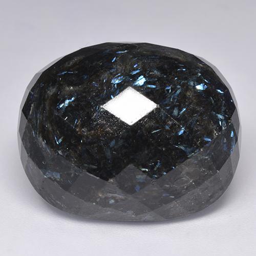 45.83 ct Black Nuummite Stone, Natural Nuummite in Cushion Checkerboard Shape for Sale