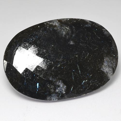 53.25 ct Black Nuummite Stone, Natural Nuummite in Oval Checkerboard (double sided) Shape for Sale
