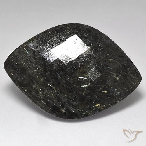 61.2 ct Odd Shaped Nuummite, 44.1 x 31.2 mm From India, Photo A