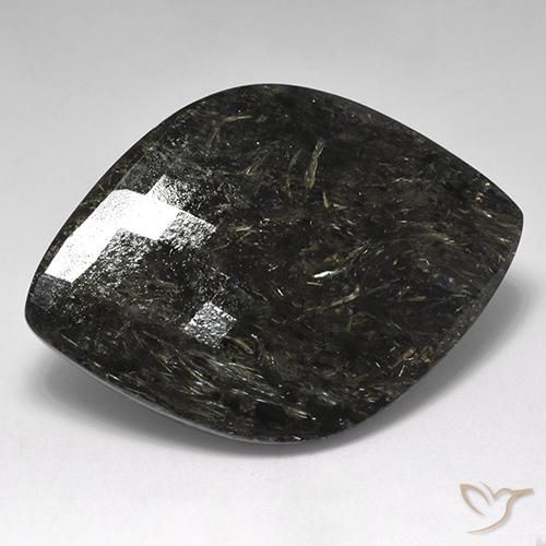 61.20 ct Black Nuummite Stone, Natural Nuummite in Rhomb Checkerboard (Double-Sided) Shape for Sale