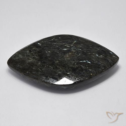 Nuummite Gemstone in 44.1 x 31.2 mm Size for Sale, Nuummite Stone in Black with Blue Sparkle Color
