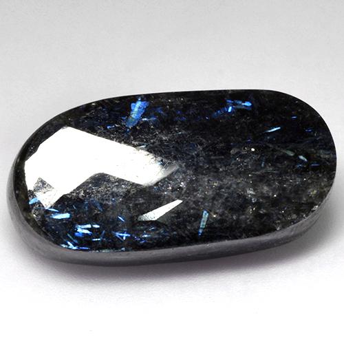 32.30 ct Black Nuummite Stone, Natural Nuummite in Oval Checkerboard (double sided) Shape for Sale