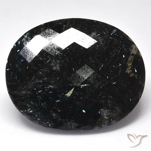 44.57 ct Black Nuummite Stone, Natural Nuummite in Oval Checkerboard (double sided) Shape for Sale