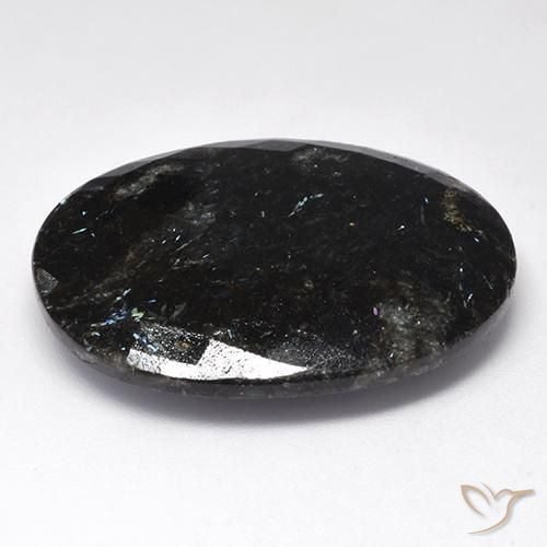 Nuummite Gemstone in 32 x 26.1 mm Size for Sale, Nuummite Stone in Black with Blue Sparkle Color