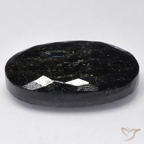 Nuummite Gemstone in 26.2 x 15 mm Size for Sale, Nuummite Stone in Black with Blue Sparkle Color