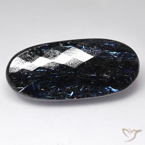 44.38 ct Oval Checkerboard Nuummite, 34.5 x 15.5 mm From India, Photo A