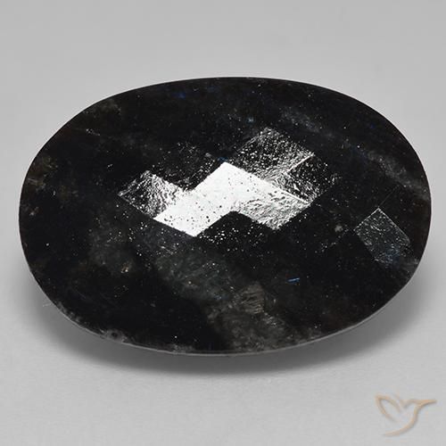 24.7 ct Oval Checkerboard Nuummite, 23.6 x 16.2 mm From India, Photo A