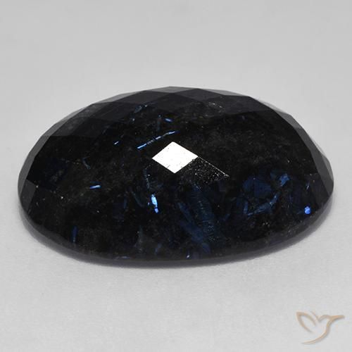 Nuummite Gemstone in 23.6 x 16.2 mm Size for Sale, Nuummite Stone in Black with Blue Sparkle Color