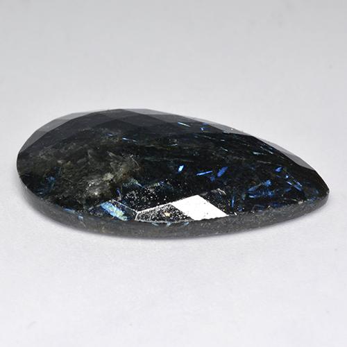 Nuummite Gemstone in 30 x 17.5 mm Size for Sale, Nuummite Stone in Black with Blue Sparkle Color