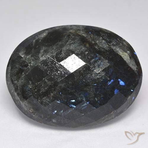 29.47 ct Black Nuummite Stone, Natural Nuummite in Oval Checkerboard (double sided) Shape for Sale