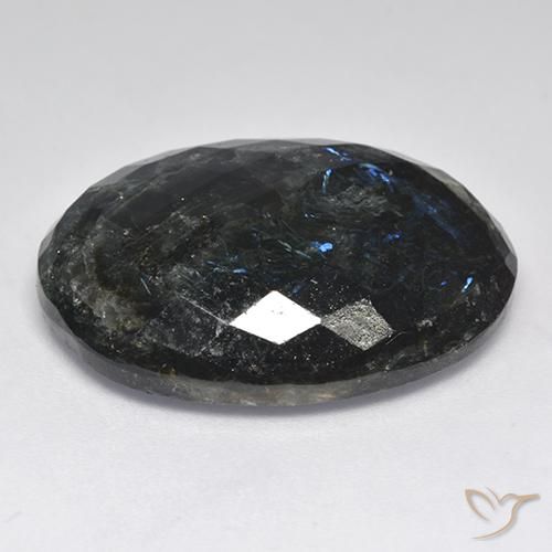 Nuummite Gemstone in 25.5 x 19.4 mm Size for Sale, Nuummite Stone in Black with Blue Sparkle Color