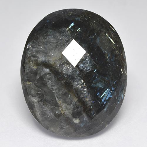 Nuummite nero taglio ovale da 33,44 ct dall'India, dimensione 23,9 x 19,7mm, pietra preziosa naturale non trattati , purezza Opaque, Nuummite Scacchiera ovale (a doppia faccia) da 1 pz, durezza Mohs di 5,5 - 6, Photo A