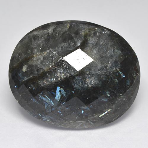 33.44 ct Black Nuummite Stone, Natural Nuummite in Oval Checkerboard (double sided) Shape for Sale