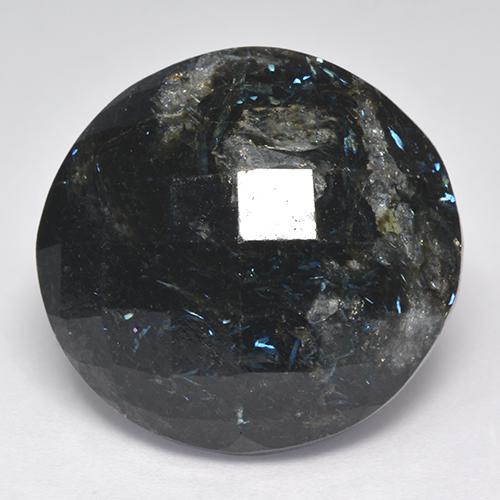 Negro con destello azul Nuummite Gema - 26.6ct Rombo checkerboard (Ambos lados) (ID: 522433)