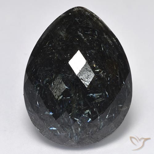 28.73 ct Pear Checkerboard Nuummite, 24.9 x 19 mm From India, Photo A